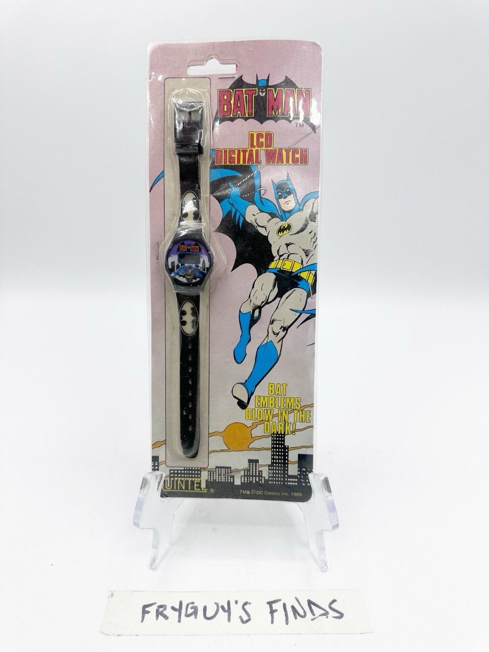 Vintage 1989 Batman LCD Digital Watch Quintel DC Comics NEW OLD STOCK SEALED